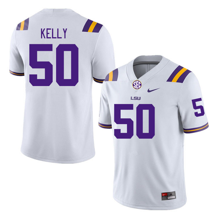 Men #50 Kenzel Kelly LSU Tigers College Football Jerseys Stitched-White